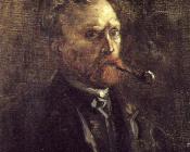 文森特 威廉 梵高 : 叼烟斗的自画像